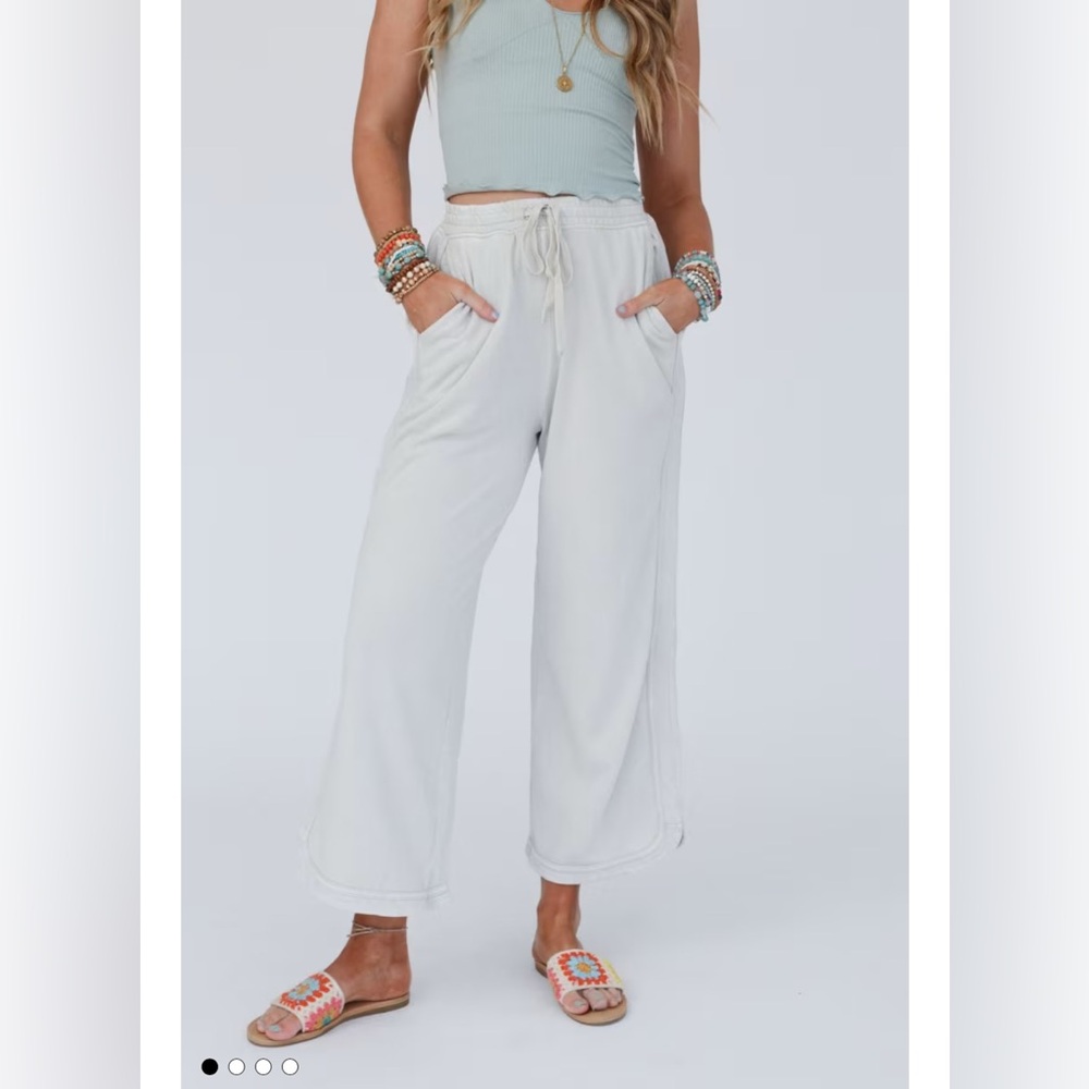 Three Bird Nest SO COMFY WIDE LEG PANT CROPPED, Size MEDIUM, Beige/Bone